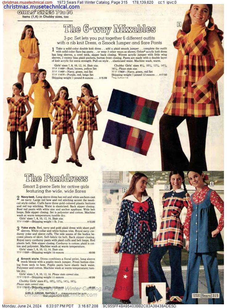 1973 Sears Fall Winter Catalog, Page 315