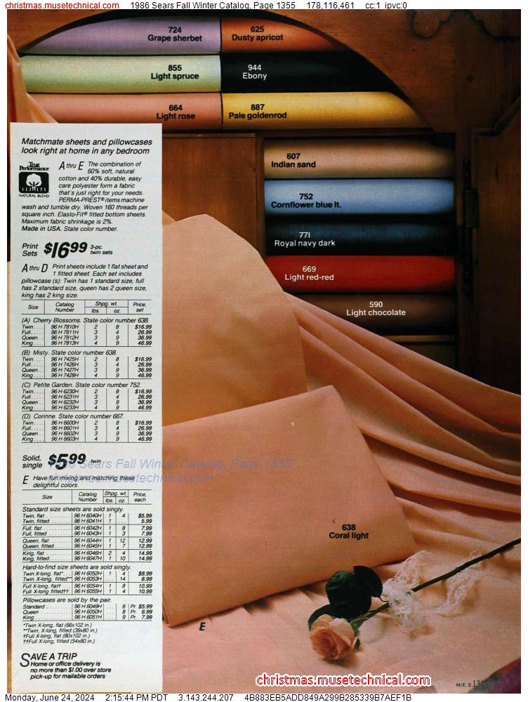 1986 Sears Fall Winter Catalog, Page 1355