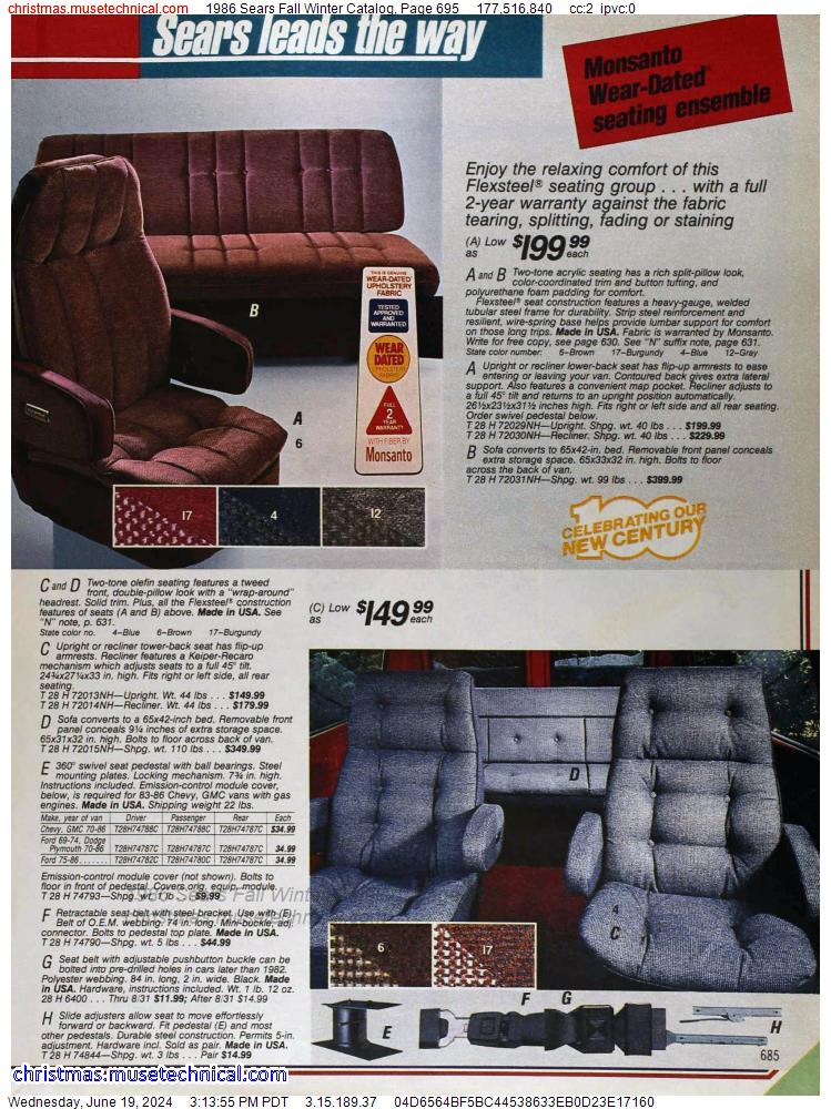 1986 Sears Fall Winter Catalog, Page 695