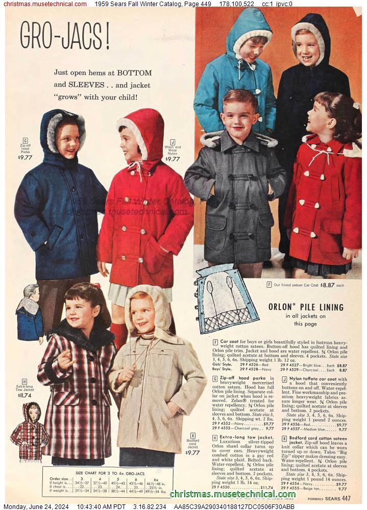 1959 Sears Fall Winter Catalog, Page 449