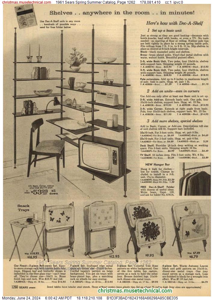 1961 Sears Spring Summer Catalog, Page 1262