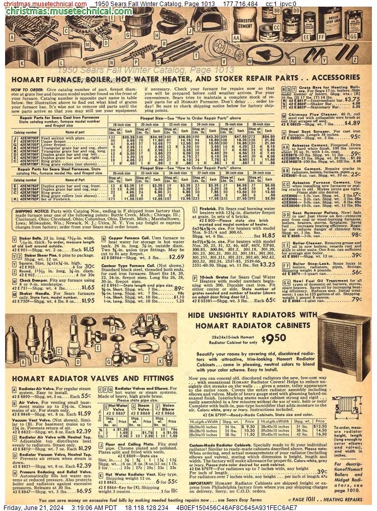 1950 Sears Fall Winter Catalog, Page 1013