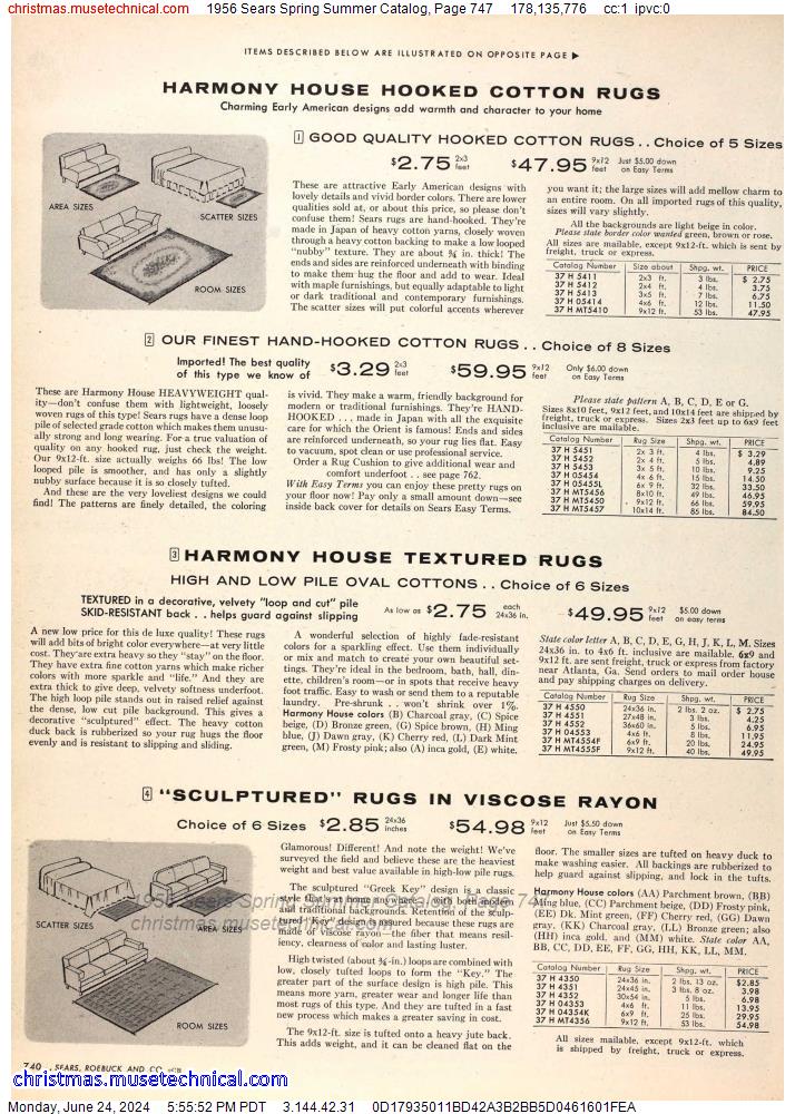 1956 Sears Spring Summer Catalog, Page 747