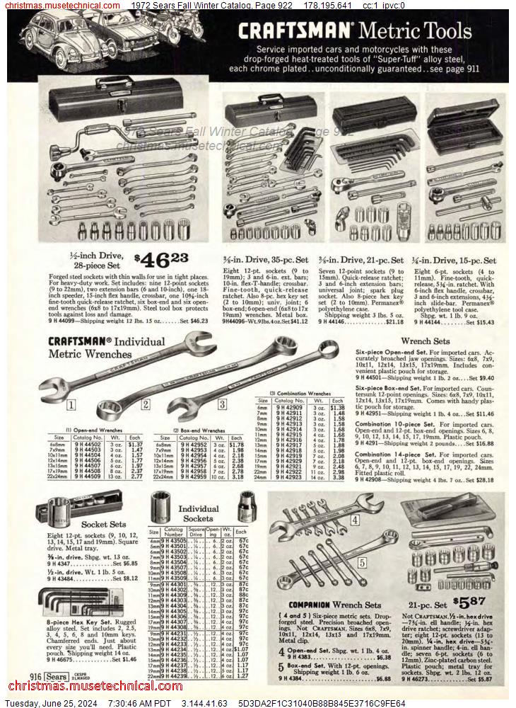1972 Sears Fall Winter Catalog, Page 922