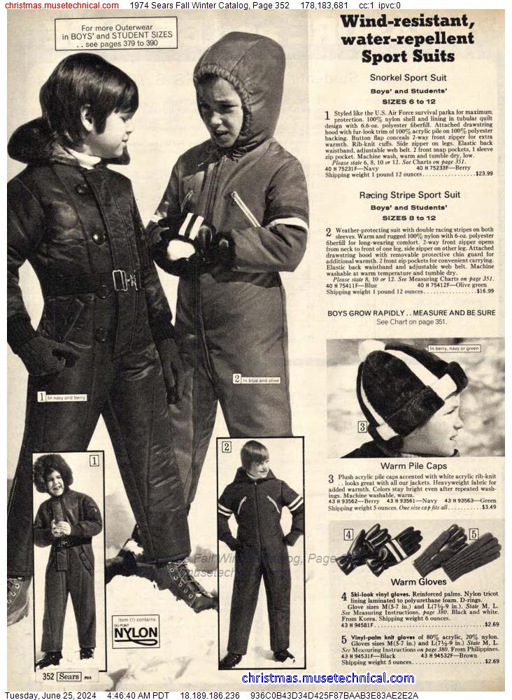 1974 Sears Fall Winter Catalog, Page 352
