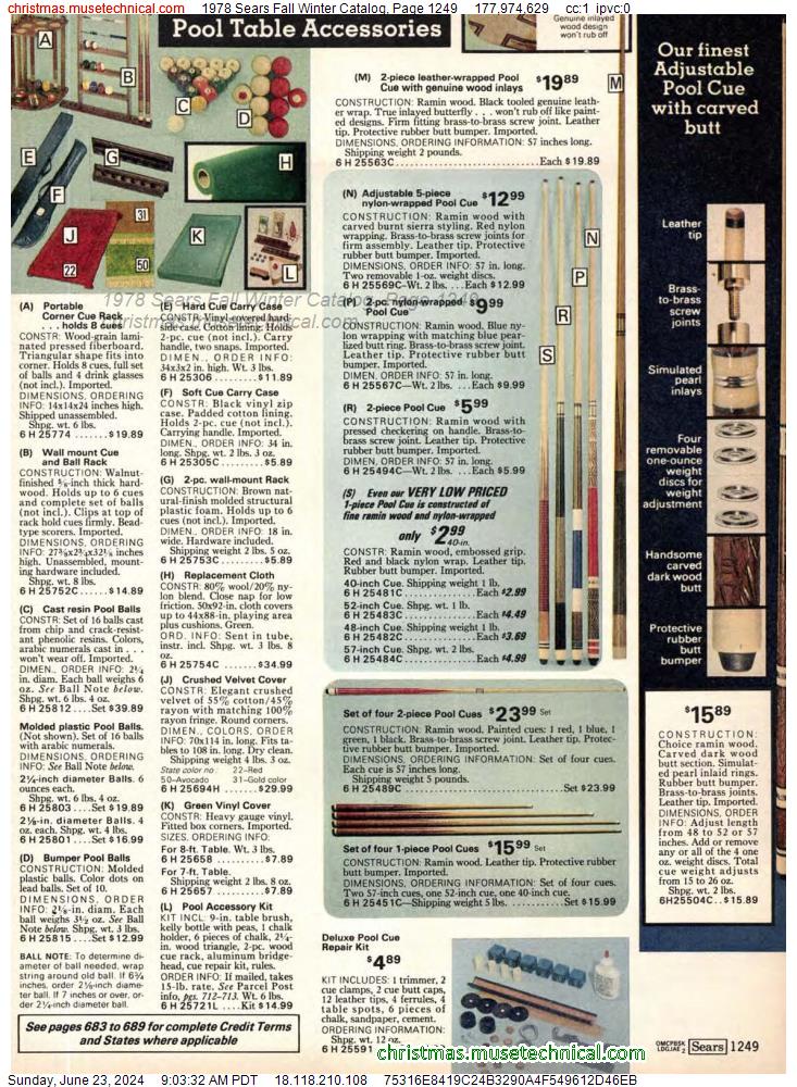 1978 Sears Fall Winter Catalog, Page 1249