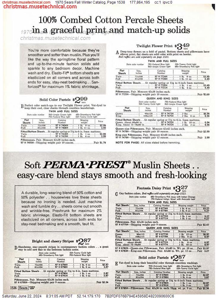 1970 Sears Fall Winter Catalog, Page 1538