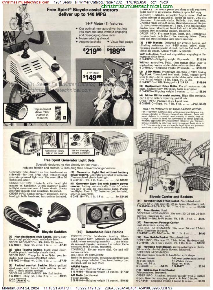 1981 Sears Fall Winter Catalog, Page 1232