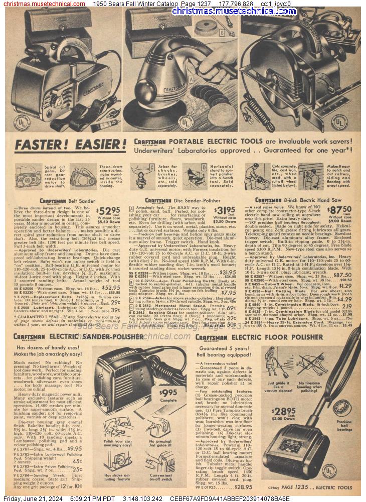 1950 Sears Fall Winter Catalog, Page 1237
