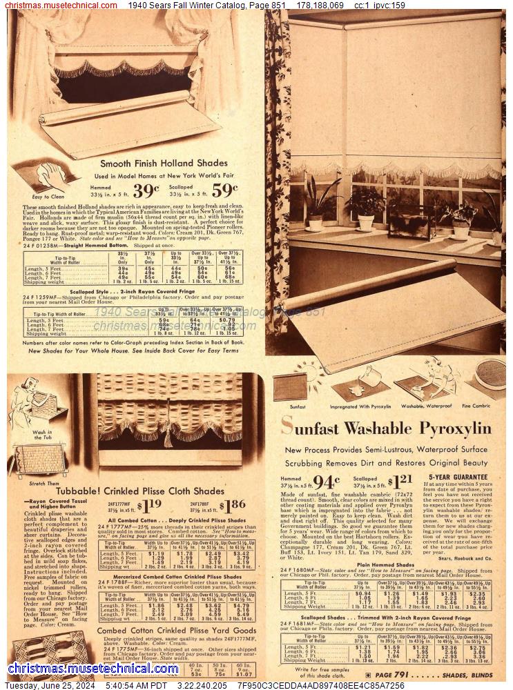 1940 Sears Fall Winter Catalog, Page 851