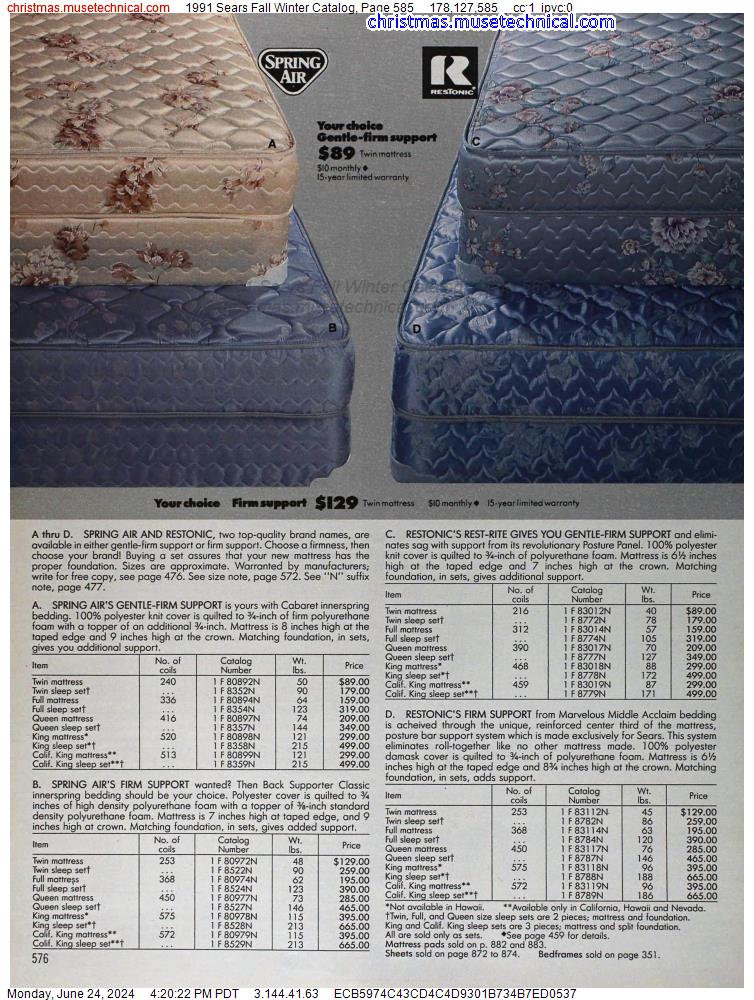 1991 Sears Fall Winter Catalog, Page 585