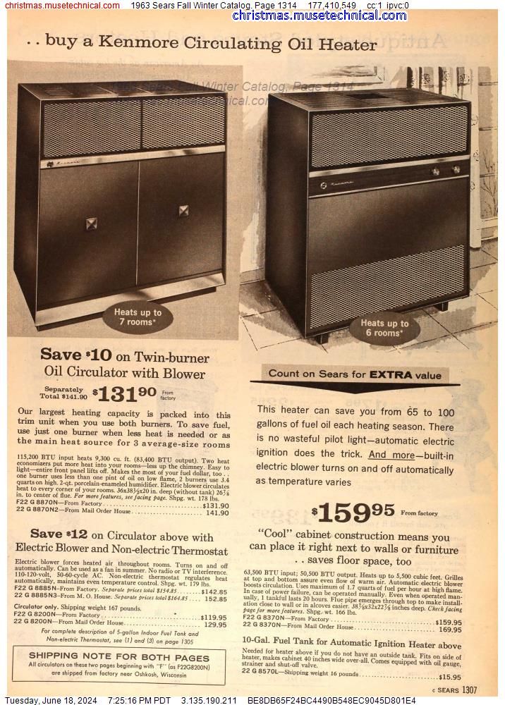 1963 Sears Fall Winter Catalog, Page 1314