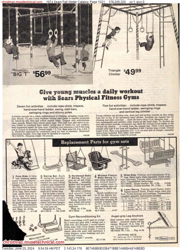 1974 Sears Fall Winter Catalog, Page 1221
