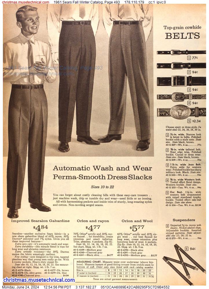 1961 Sears Fall Winter Catalog, Page 493