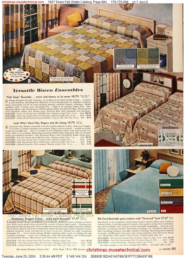 1957 Sears Fall Winter Catalog, Page 884