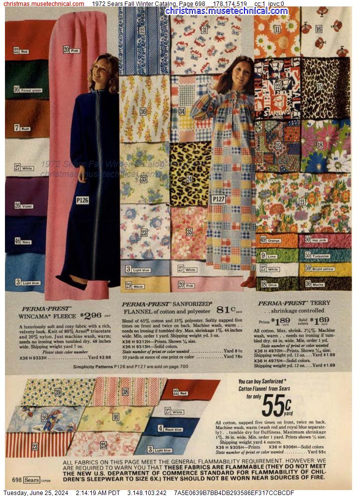 1972 Sears Fall Winter Catalog, Page 698