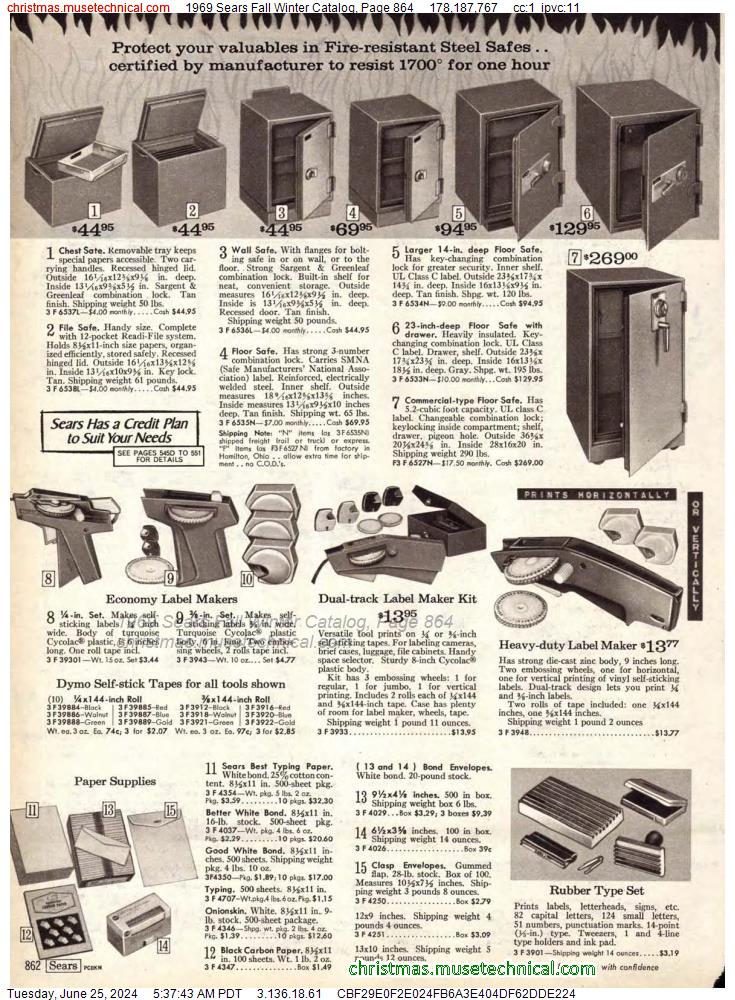 1969 Sears Fall Winter Catalog, Page 864