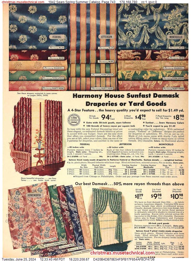 1942 Sears Spring Summer Catalog, Page 743