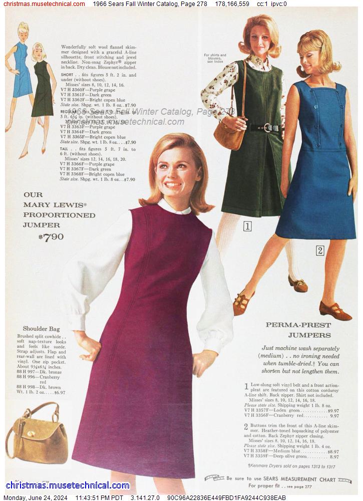 1966 Sears Fall Winter Catalog, Page 278