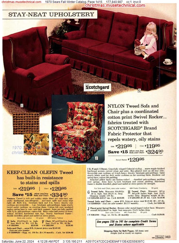 1970 Sears Fall Winter Catalog, Page 1415