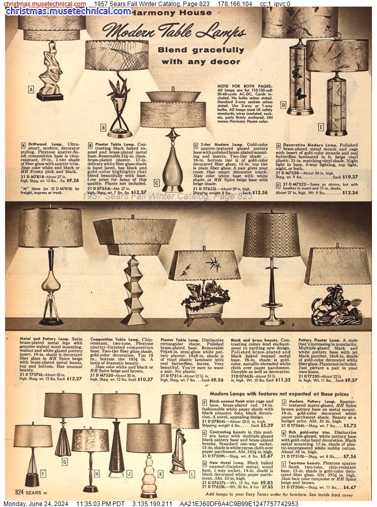 1957 Sears Fall Winter Catalog, Page 823