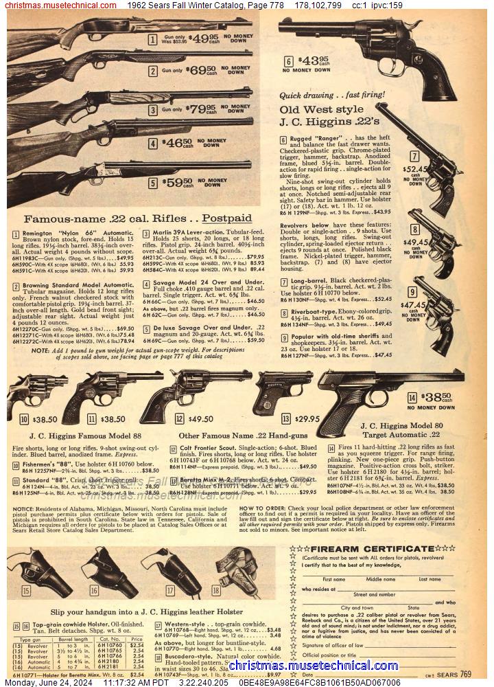 1962 Sears Fall Winter Catalog, Page 778