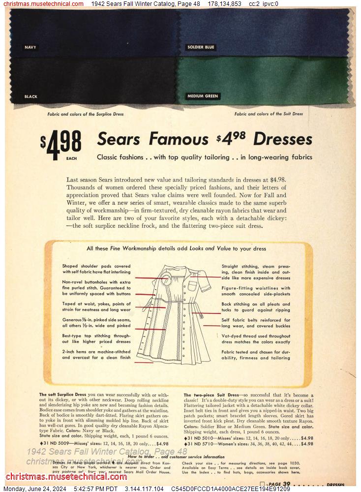 1942 Sears Fall Winter Catalog, Page 48