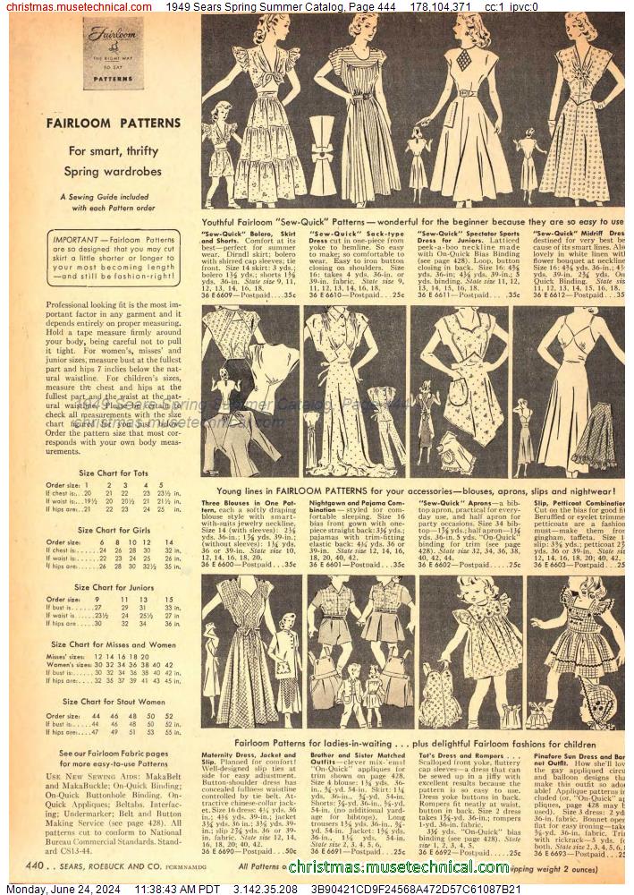 1949 Sears Spring Summer Catalog, Page 444