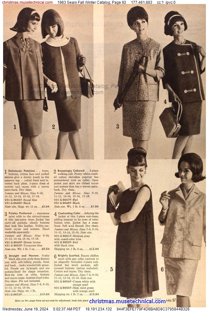 1963 Sears Fall Winter Catalog, Page 92
