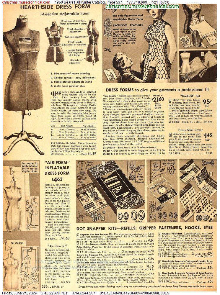 1950 Sears Fall Winter Catalog, Page 537