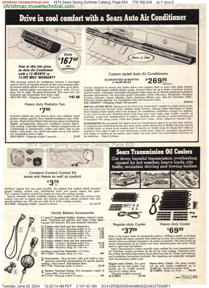1974 Sears Spring Summer Catalog, Page 605
