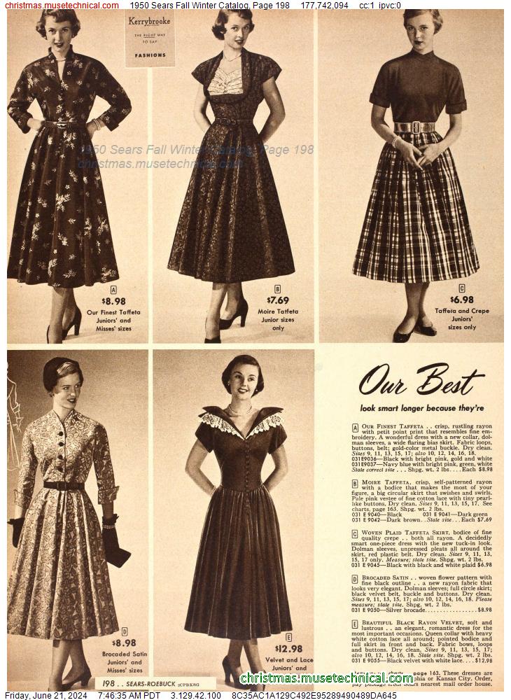 1950 Sears Fall Winter Catalog, Page 198