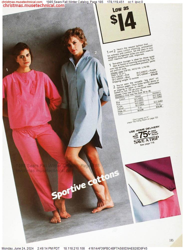 1985 Sears Fall Winter Catalog, Page 185