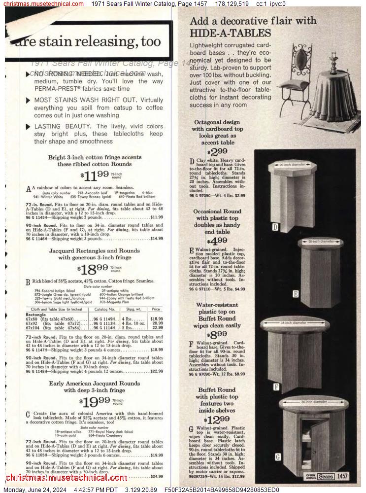 1971 Sears Fall Winter Catalog, Page 1457