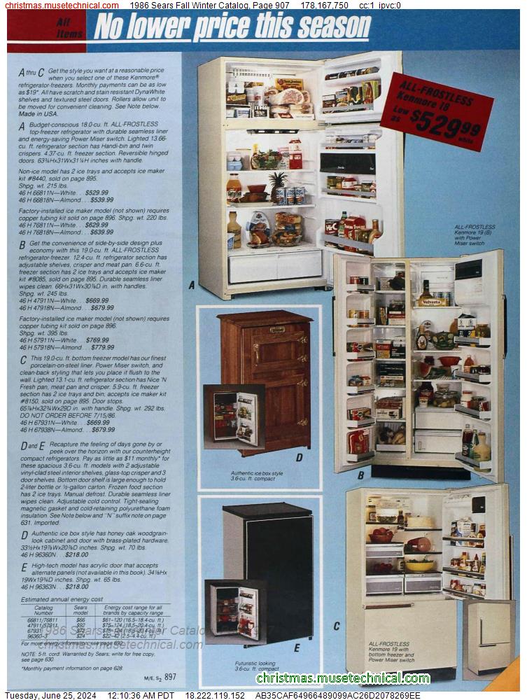 1986 Sears Fall Winter Catalog, Page 907