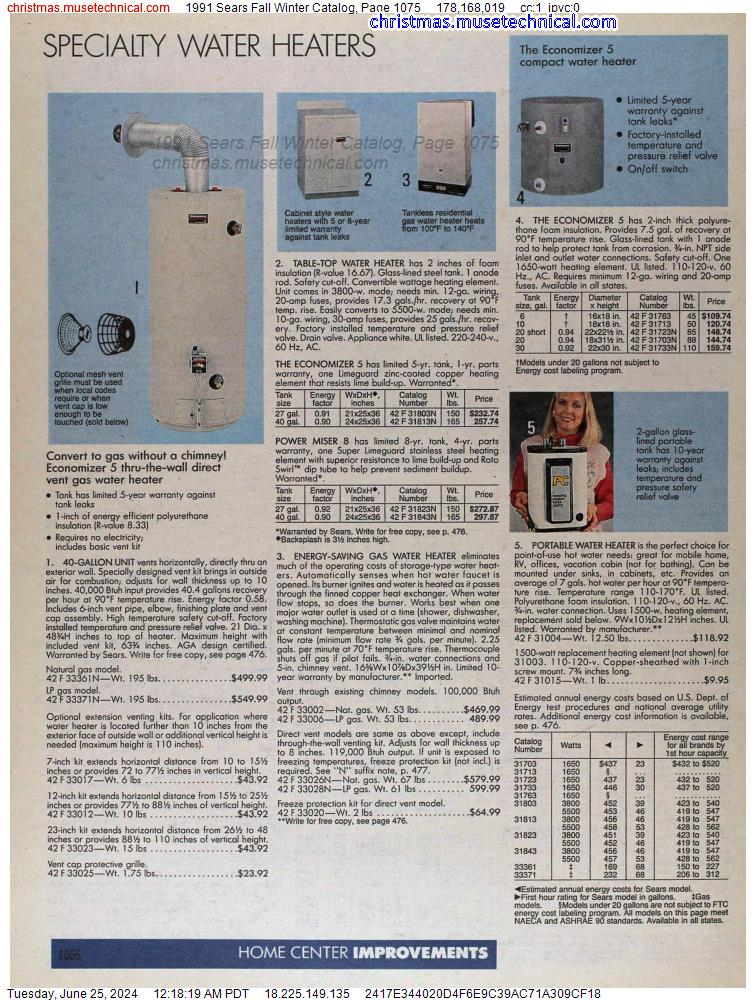 1991 Sears Fall Winter Catalog, Page 1075