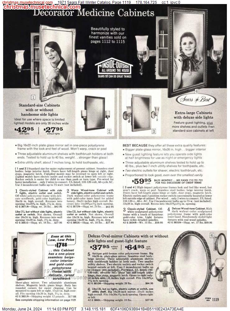 1971 Sears Fall Winter Catalog, Page 1119