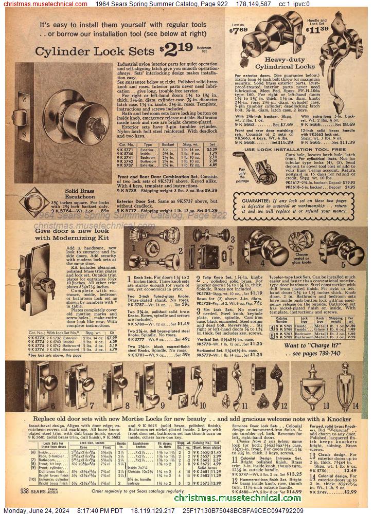 1964 Sears Spring Summer Catalog, Page 922