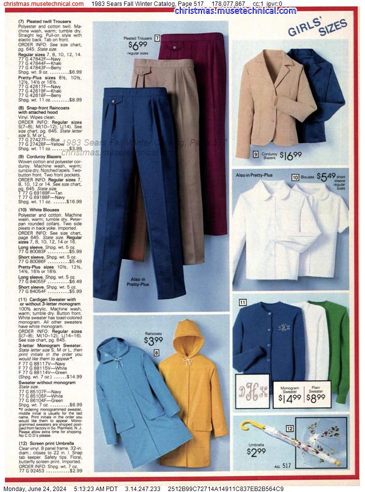 1983 Sears Fall Winter Catalog, Page 517