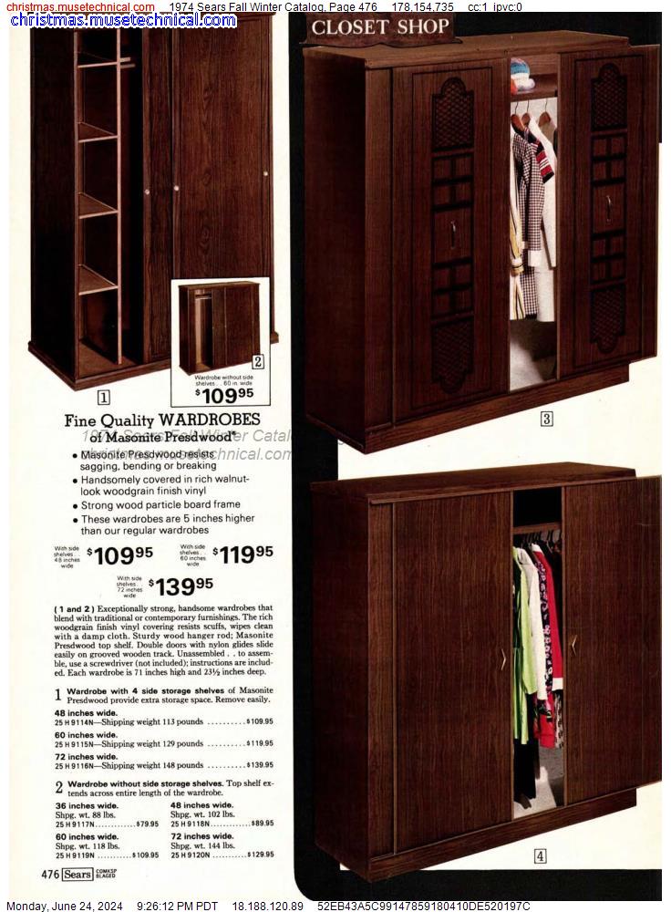1974 Sears Fall Winter Catalog, Page 476