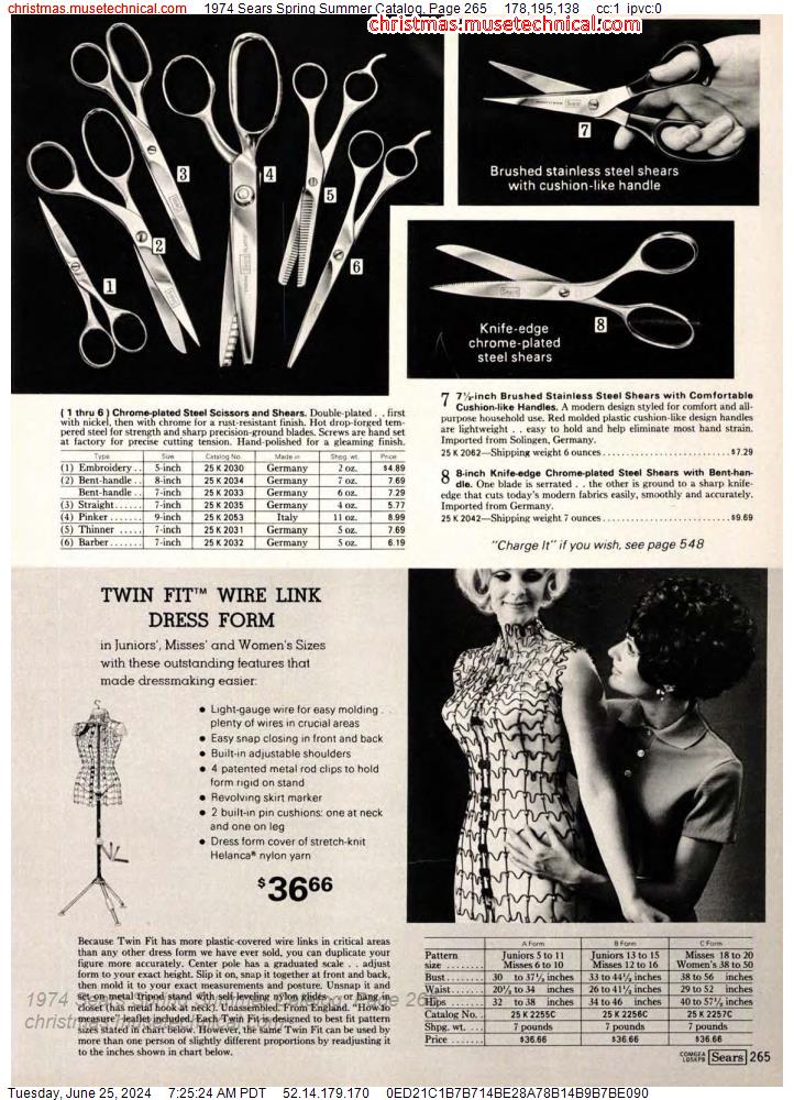 1974 Sears Spring Summer Catalog, Page 265