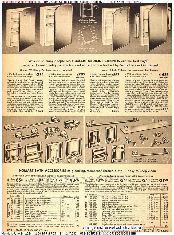 1950 Sears Spring Summer Catalog, Page 870