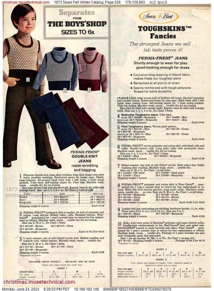 1973 Sears Fall Winter Catalog, Page 226