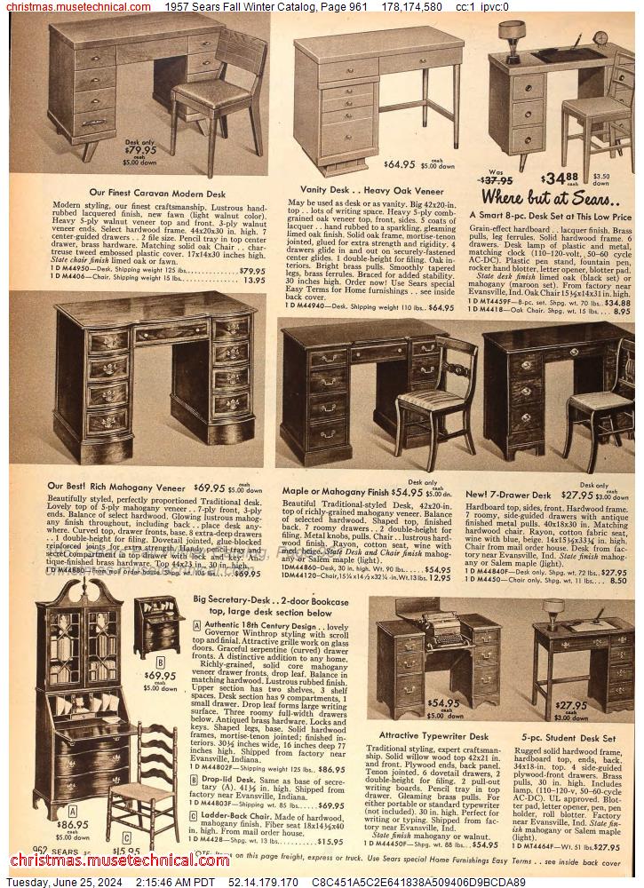1957 Sears Fall Winter Catalog, Page 961