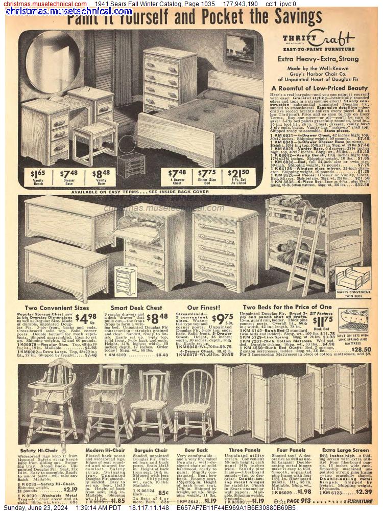 1941 Sears Fall Winter Catalog, Page 1035