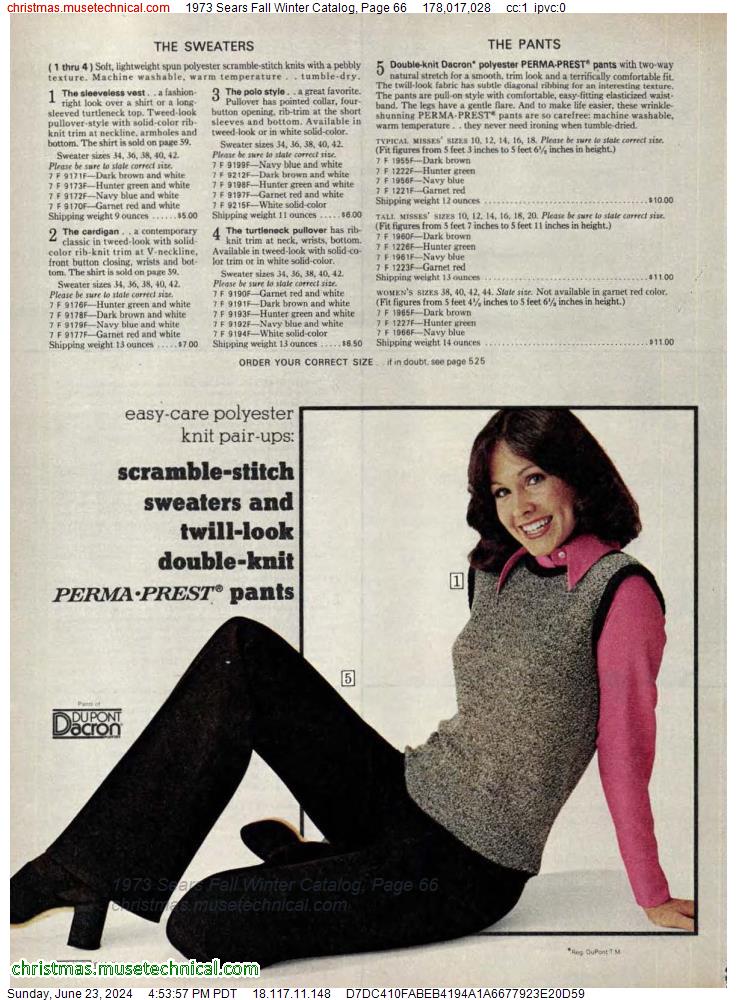 1973 Sears Fall Winter Catalog, Page 66