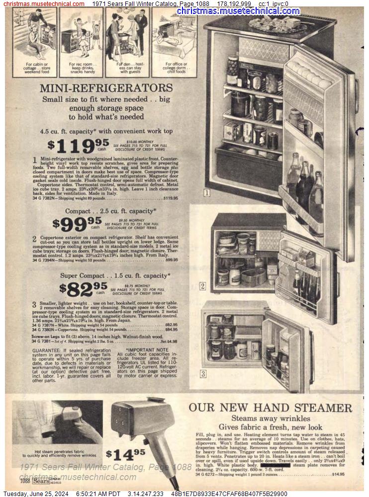 1971 Sears Fall Winter Catalog, Page 1088