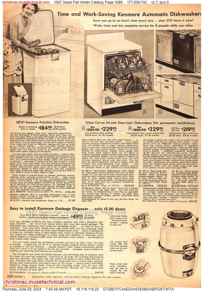 1957 Sears Fall Winter Catalog, Page 1089