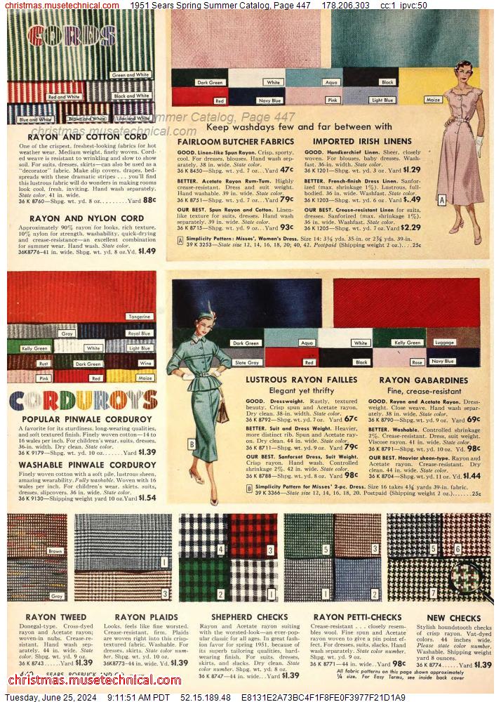 1951 Sears Spring Summer Catalog, Page 447