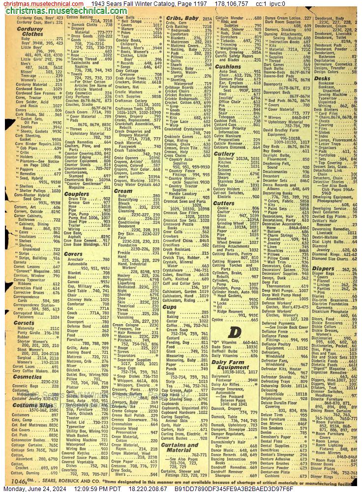 1943 Sears Fall Winter Catalog, Page 1197